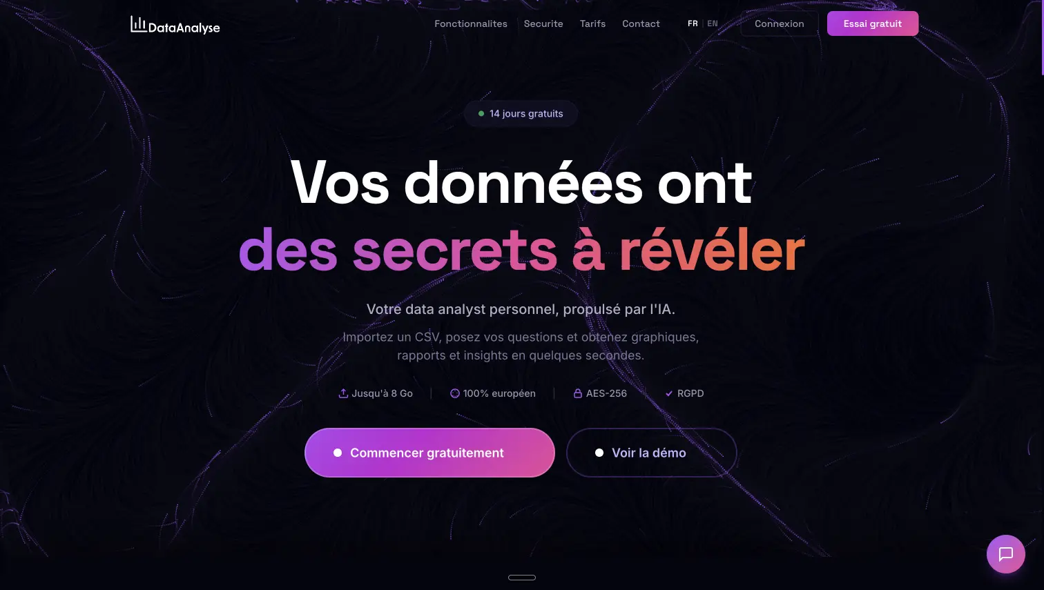 DataAnalyse — Landing page hero