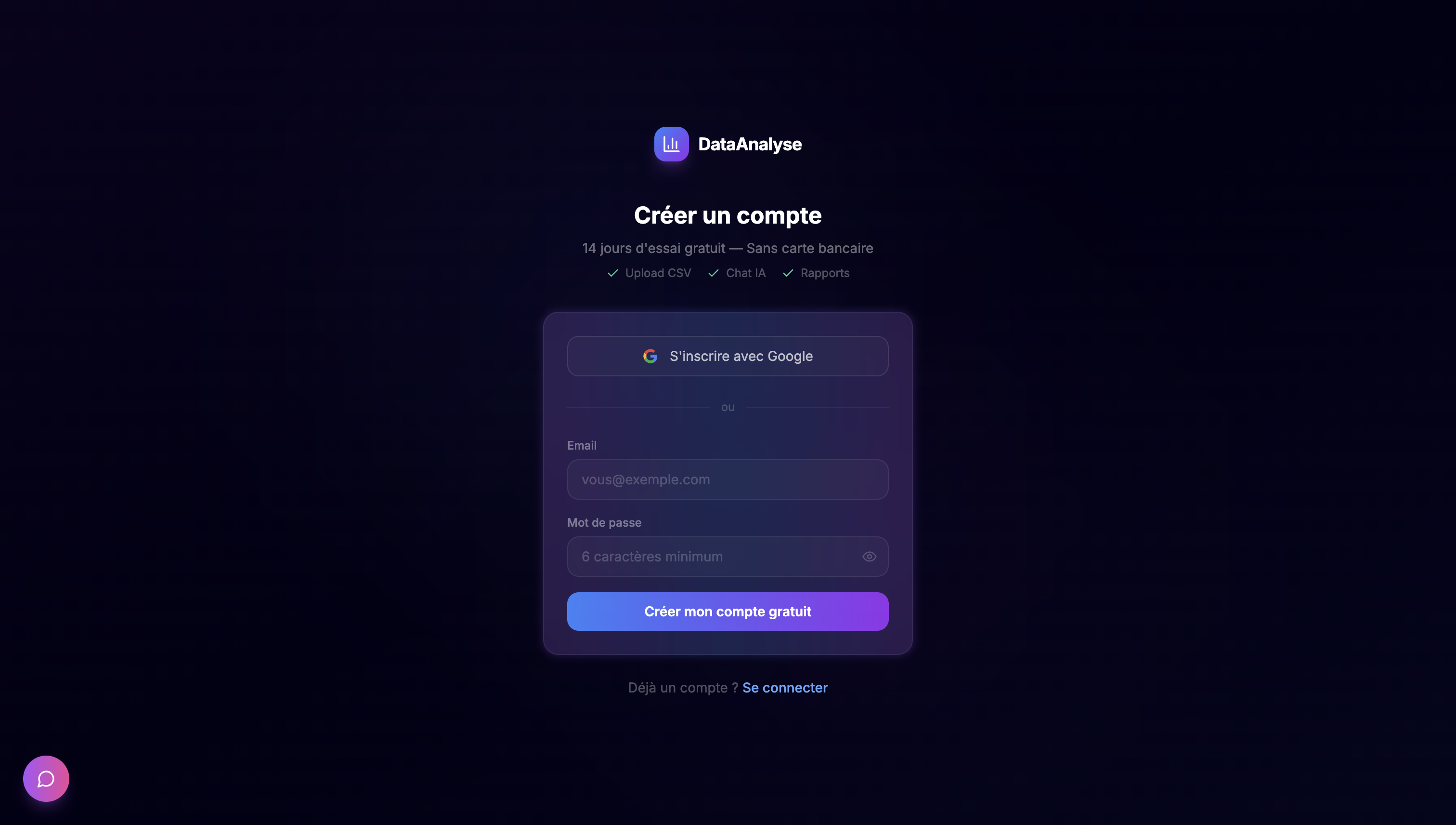 Inscription DataAnalyse