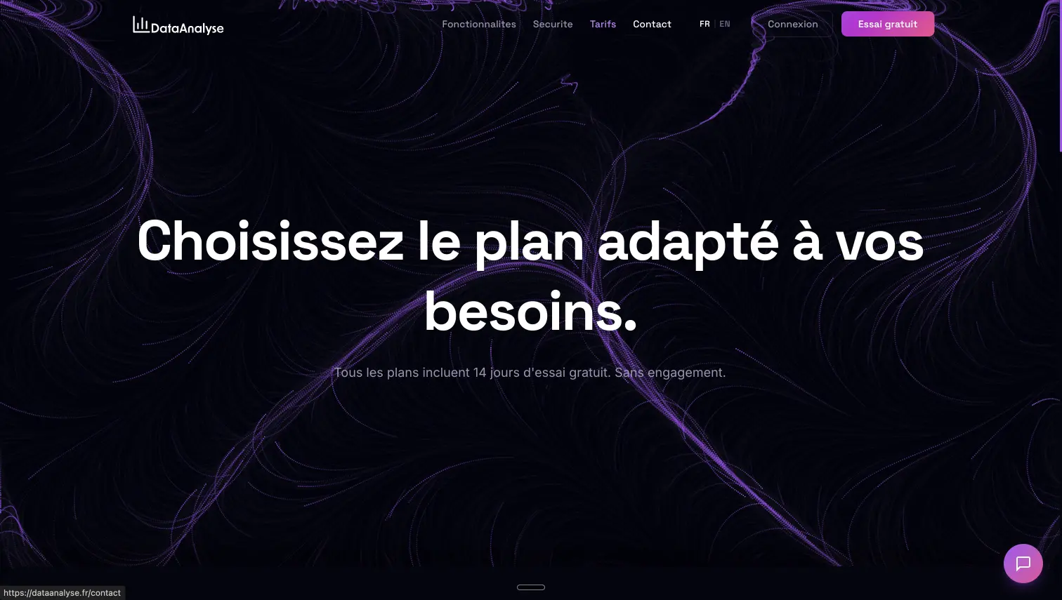 DataAnalyse — Page tarifs et plans