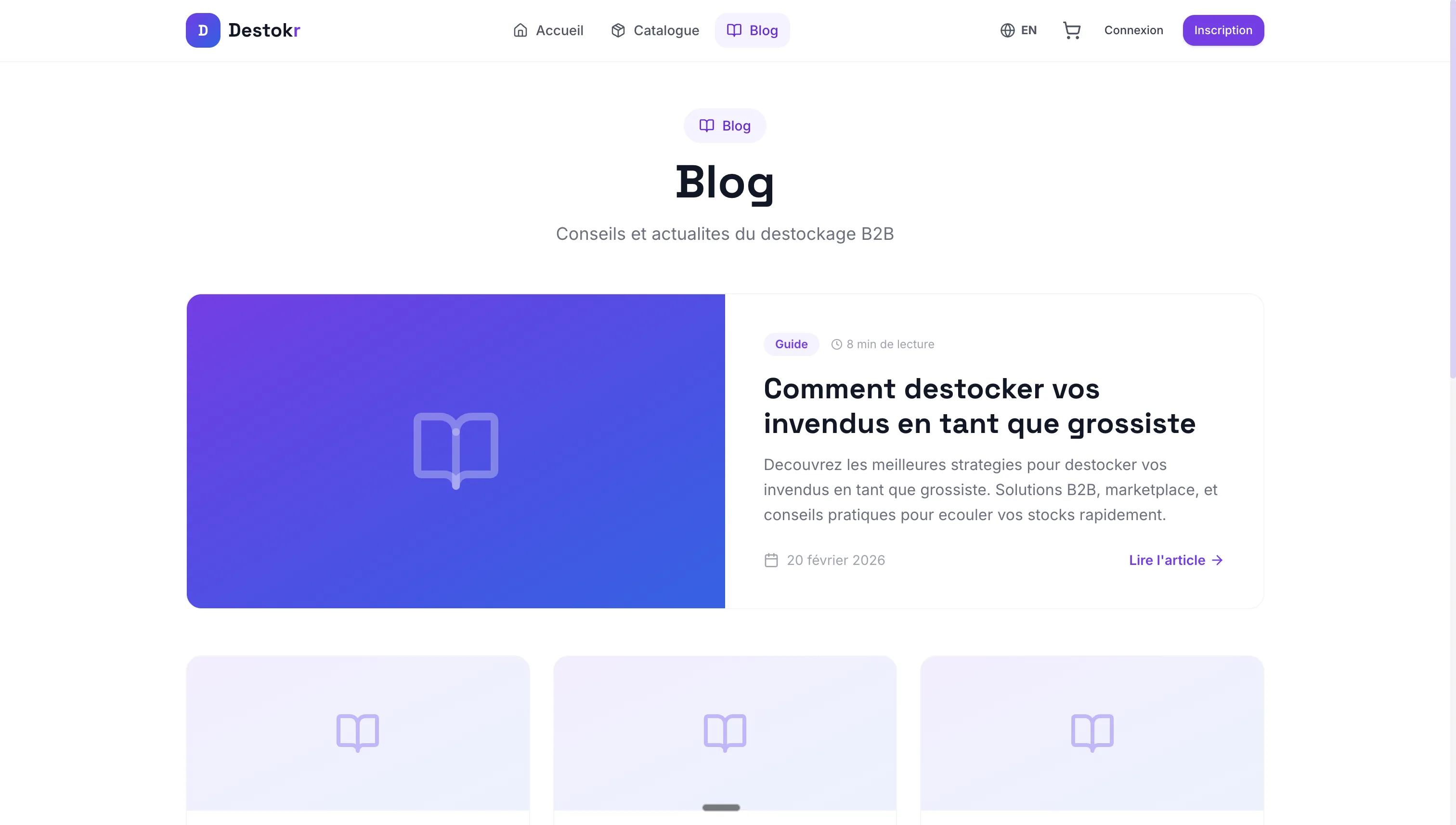 Destokr — Inscription avec Google, choix du rôle grossiste ou acheteur